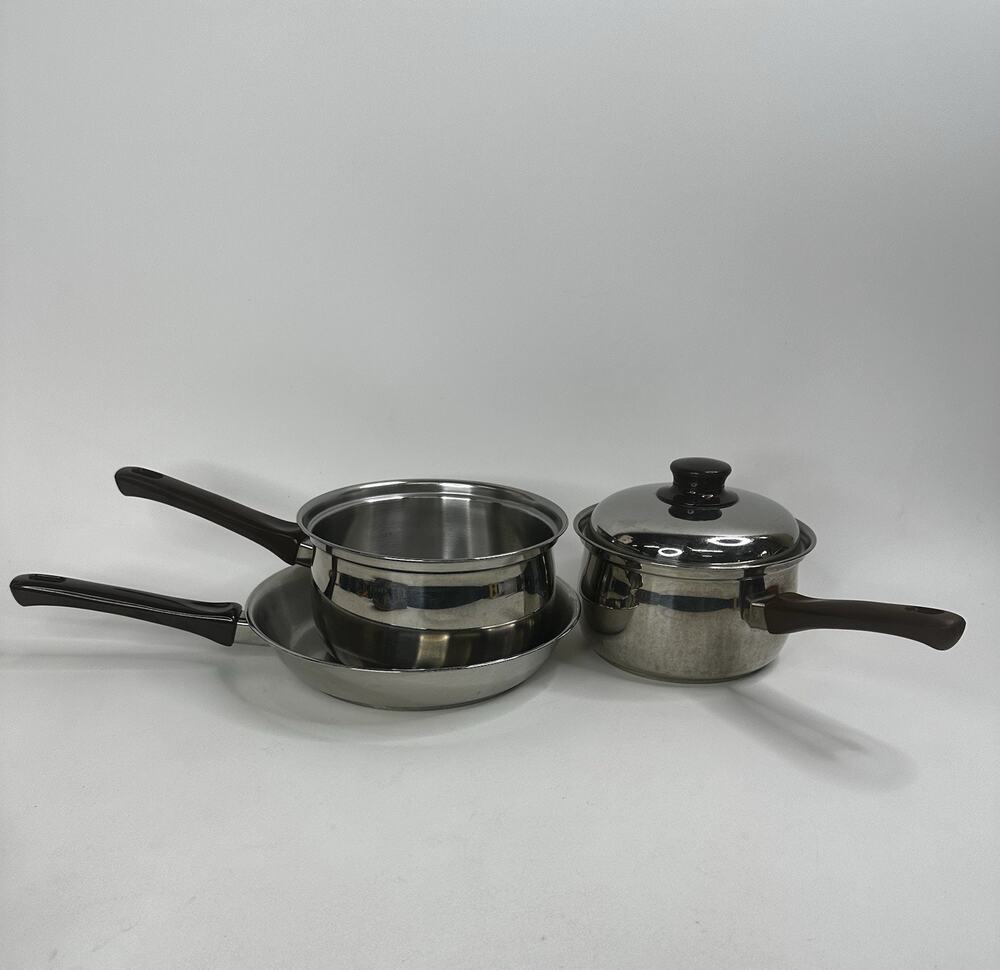 Vintage Sears Range Craft 541-5055 Made In Belgium Sauce Pot Frying Pan Set